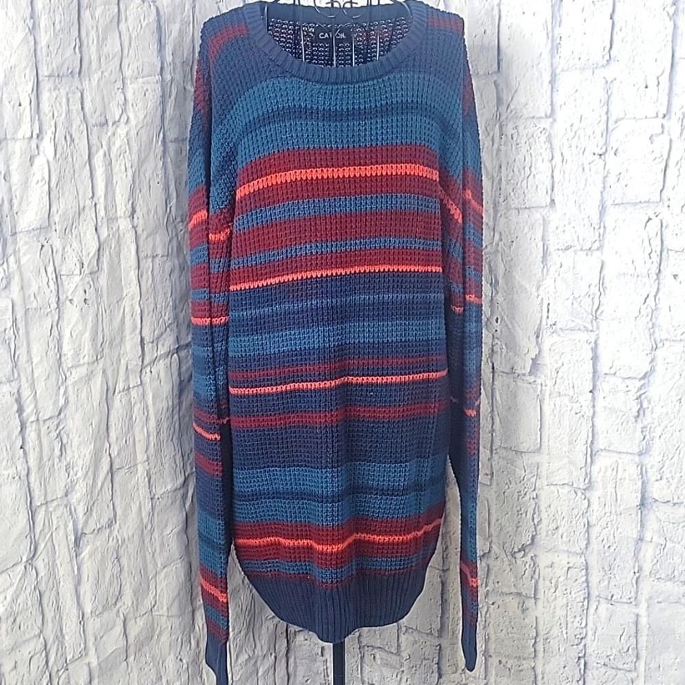 CARBON Striped Cotton Men's‎ Knit Sweater XL